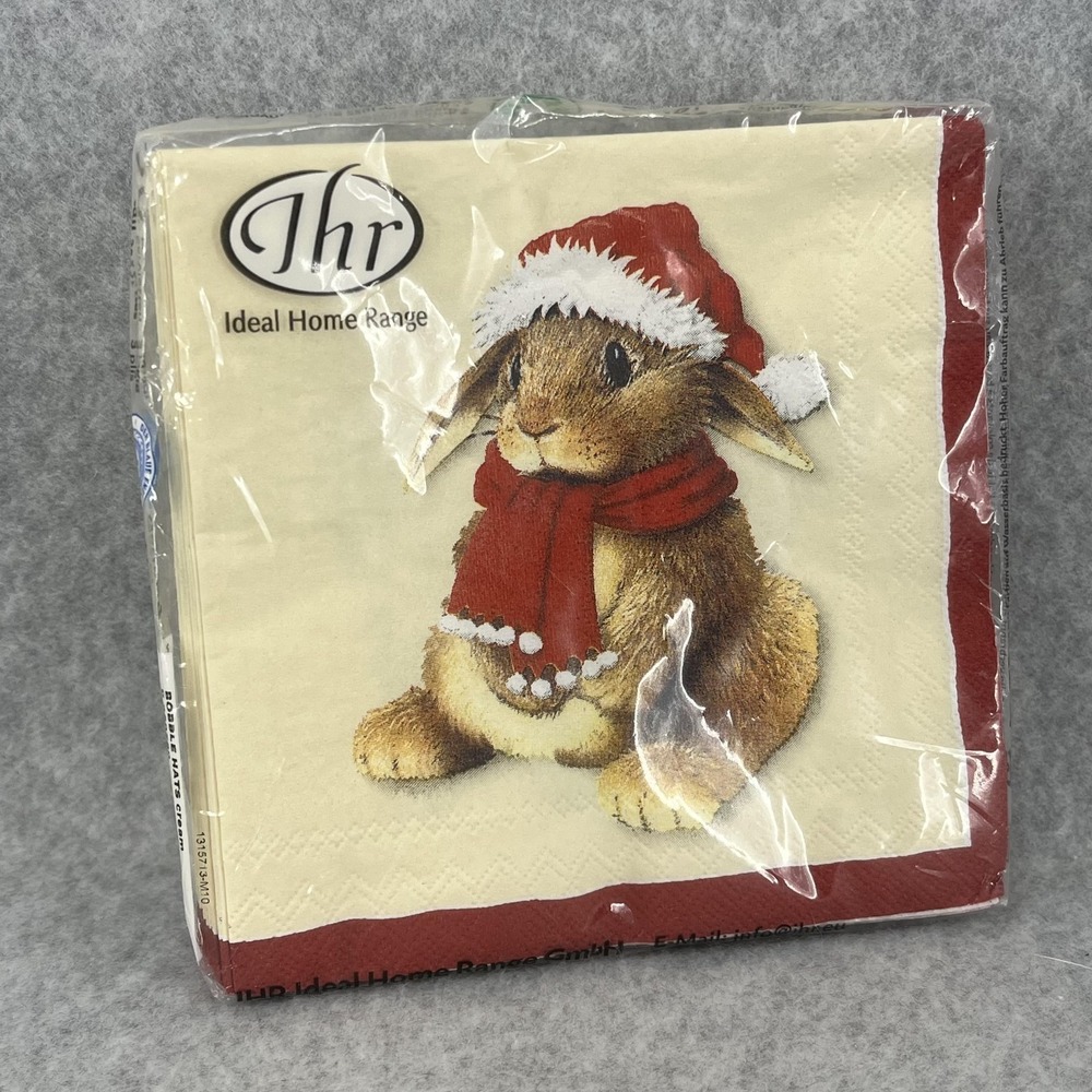 IHR Bobble Hats Christmas Cocktail Napkins 20 Ct Bunny Owl 3 Ply Germany Recycle